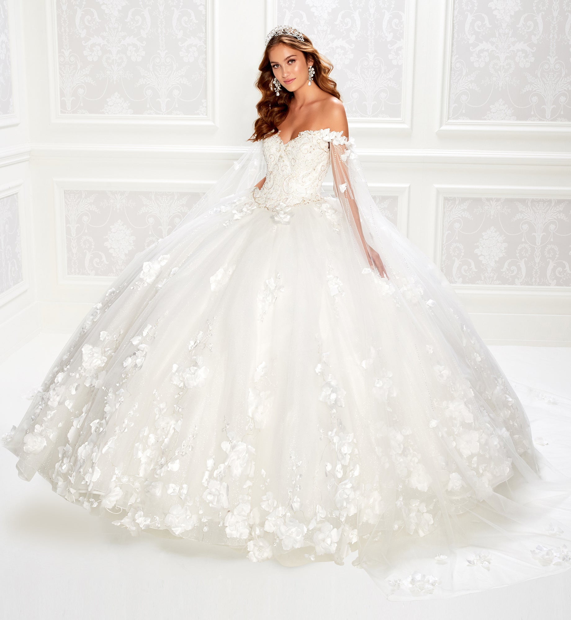 white quince dresses Long Applique Ball Gown Glitter Sequin Quinceanera Dress  The Dress Outlet Architectural Ball Gown Skirt Long Quinceanera Dress Glitter Ball