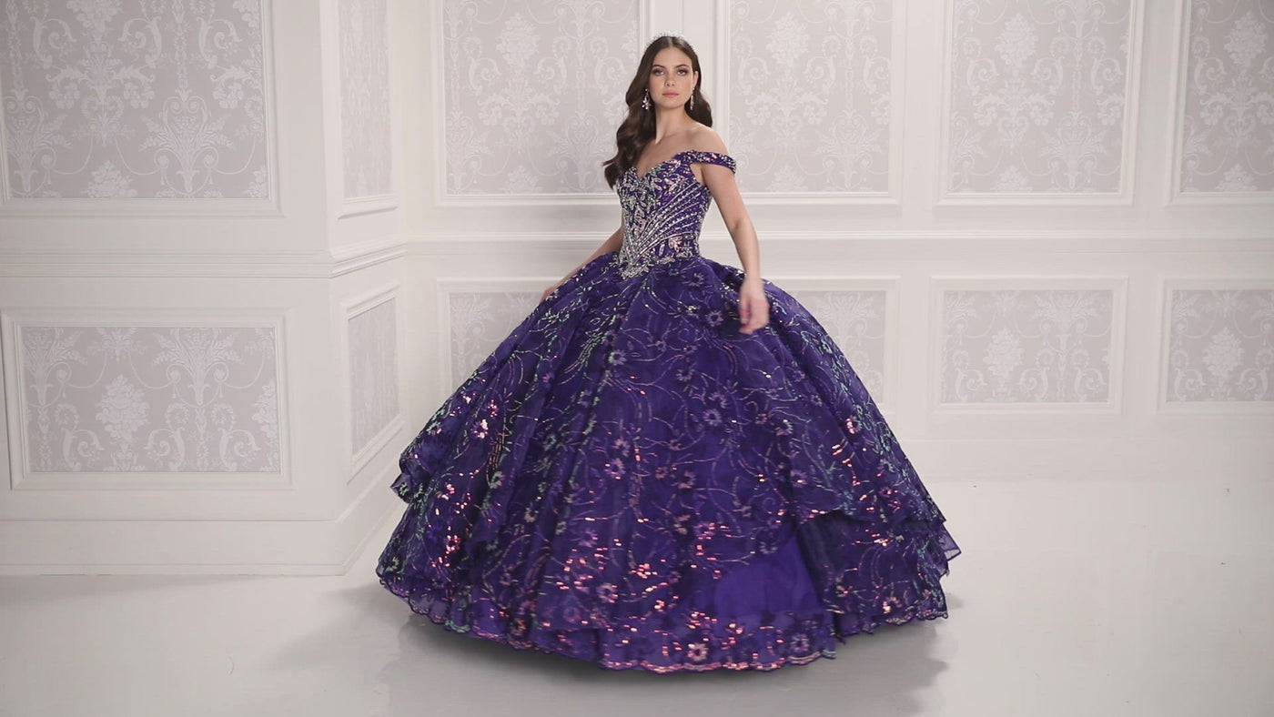Princesa PR22028 Quince Dress with Tiered Skirt