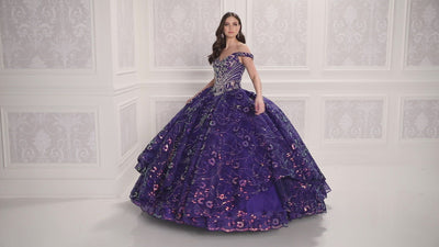 Princesa PR22028 Quince Dress with Tiered Skirt