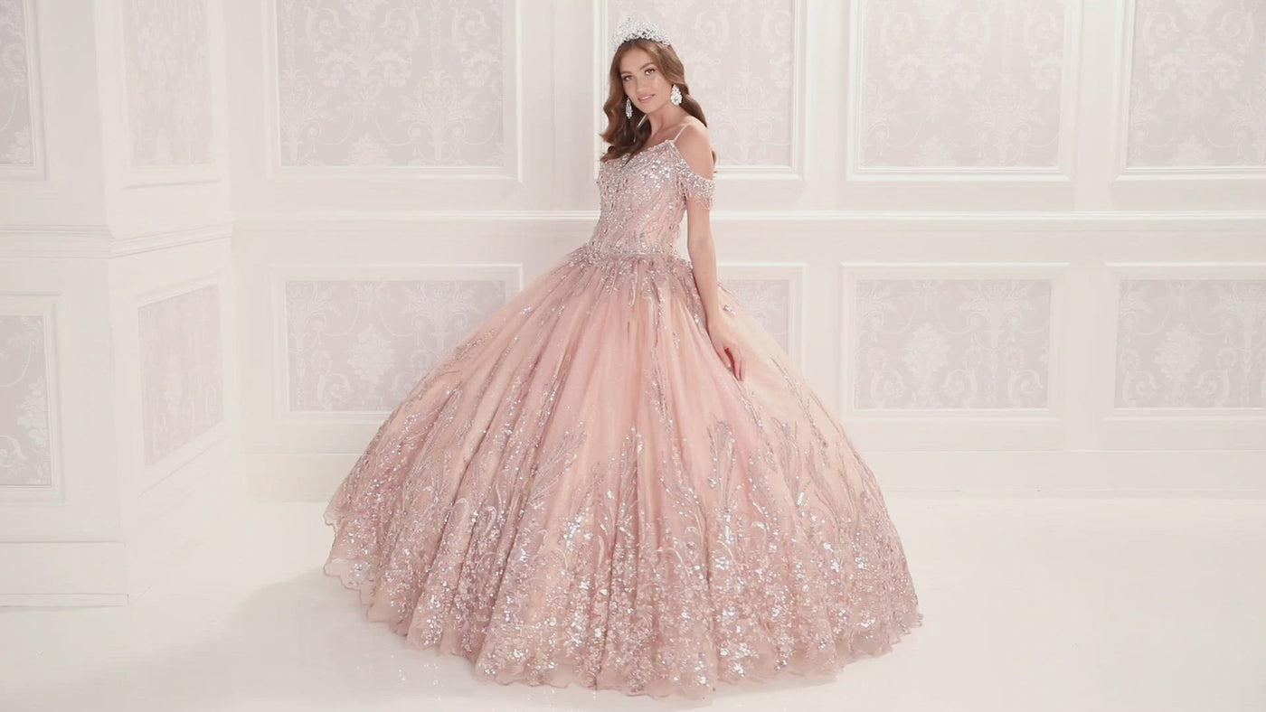 PR22147 Princesa Rose Gold Quince Dress with Sequins