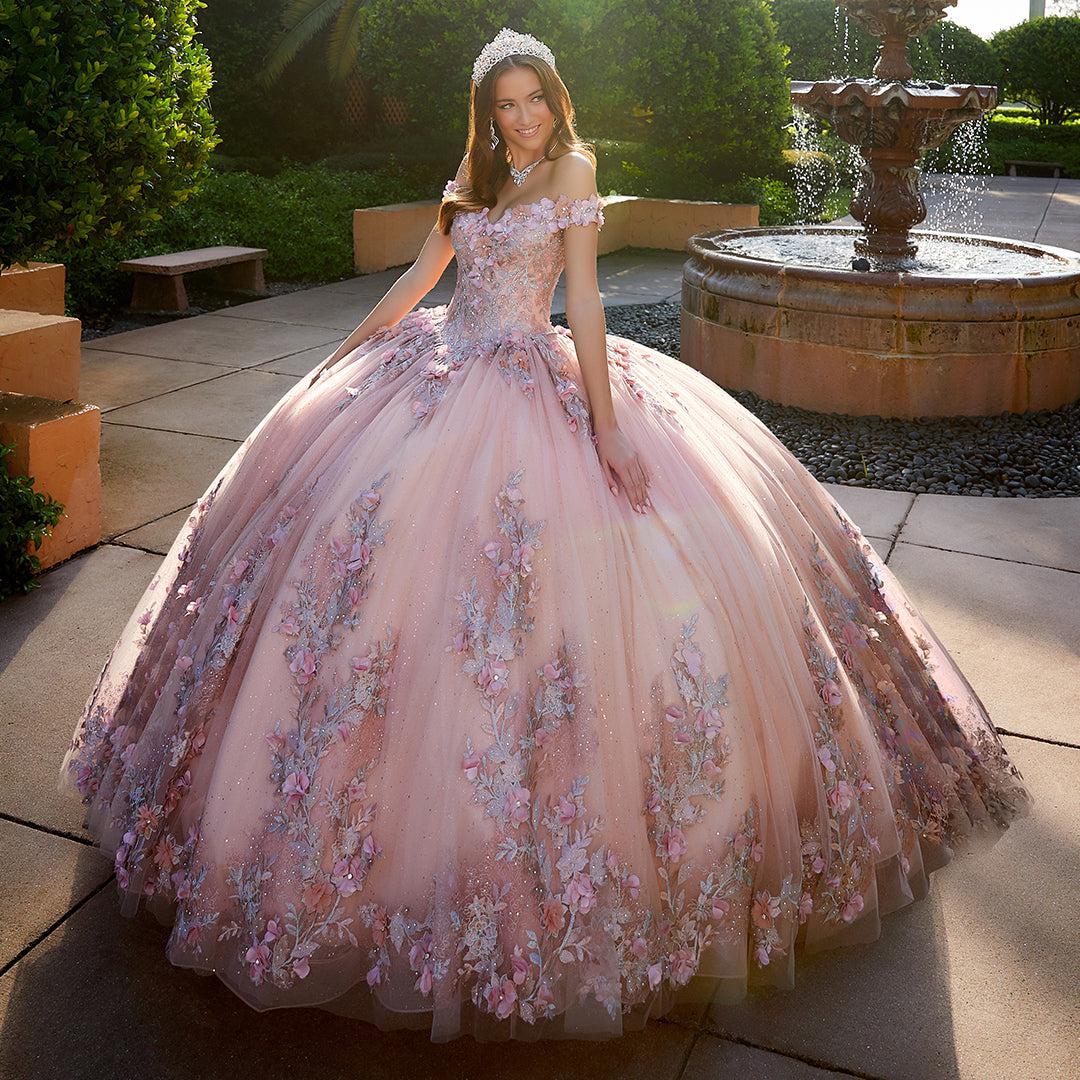 Princesa Quinceañera Dress PR12263 with 3-D Flowers