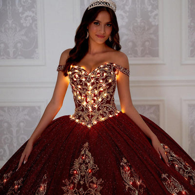 PR12264 Princesa Quince Dress with Glitter Tulle