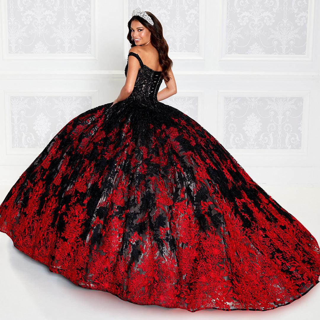 PR12275 Princesa Quinceañera Dress in Black & Red