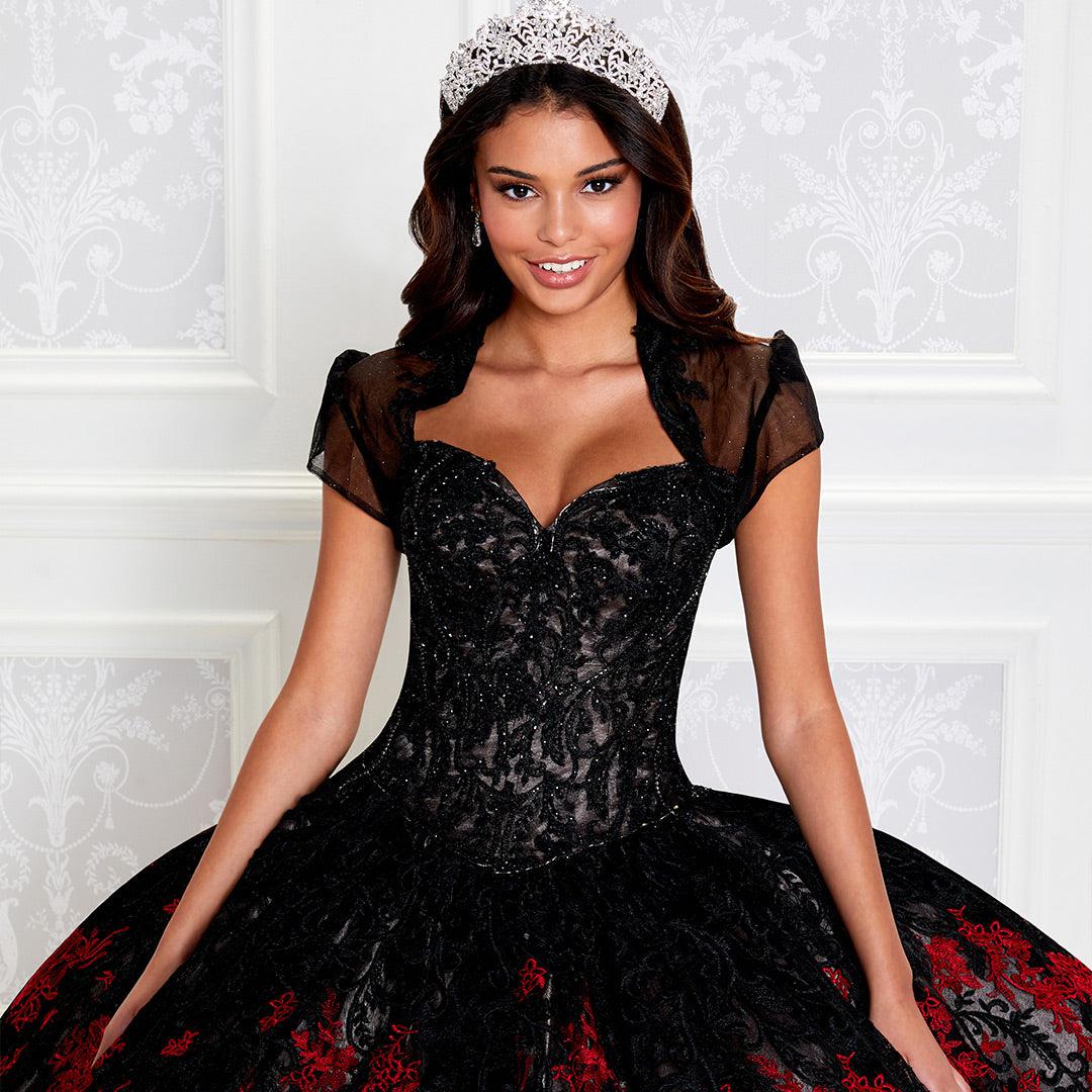 PR12275 Princesa Quinceañera Dress in Black & Red