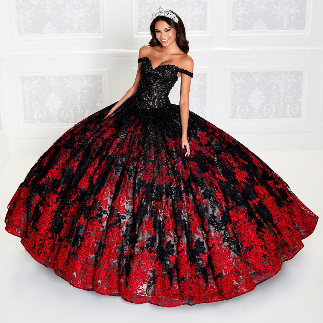 PR12275 Princesa Quinceañera Dress in Black & Red