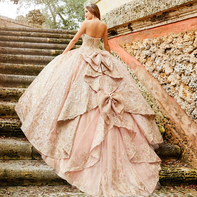 Princesa Gold Lace Quinceañera Dress PR22022