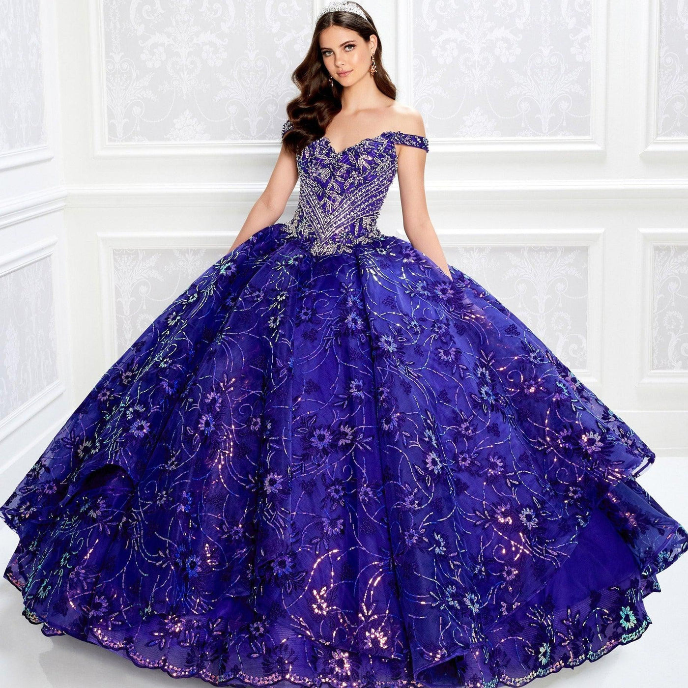 Princesa PR22028 Quince Dress with Tiered Skirt