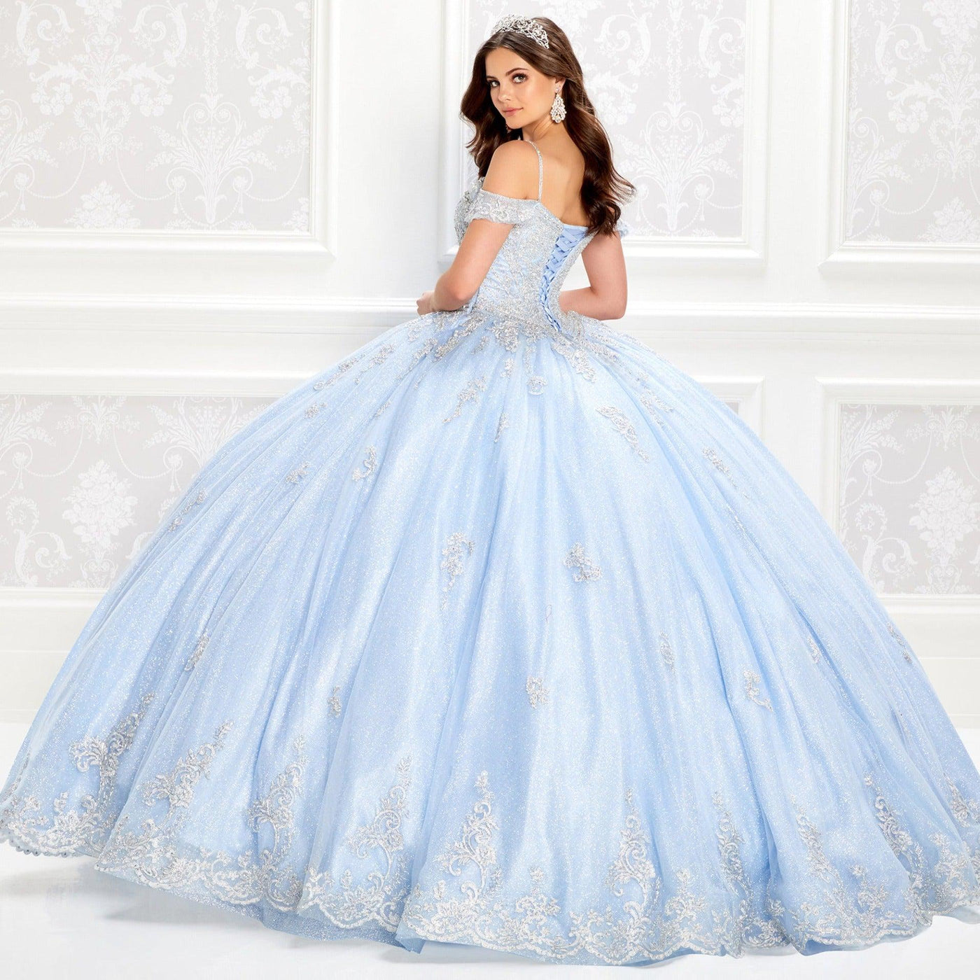 PR22032 Princesa Off-the-Shoulder Quince Dress