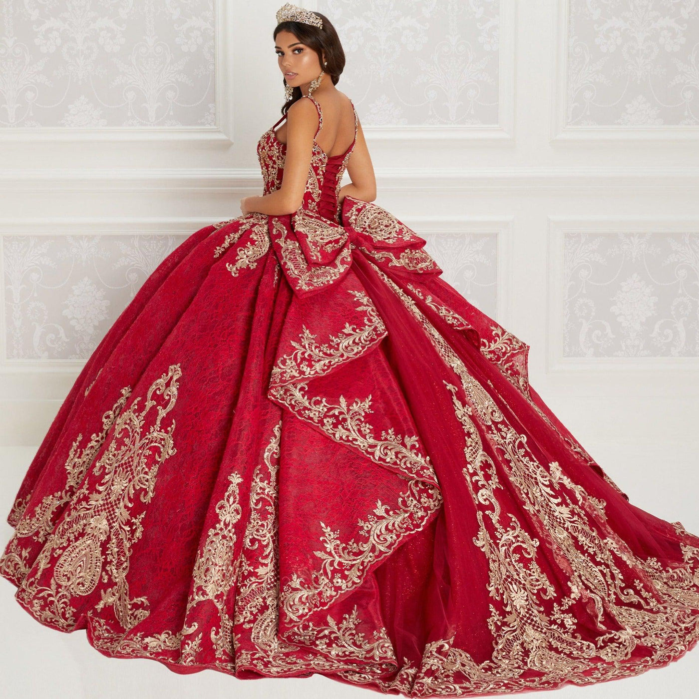 Princesa Red and Gold Quinceañera Dress PR22146