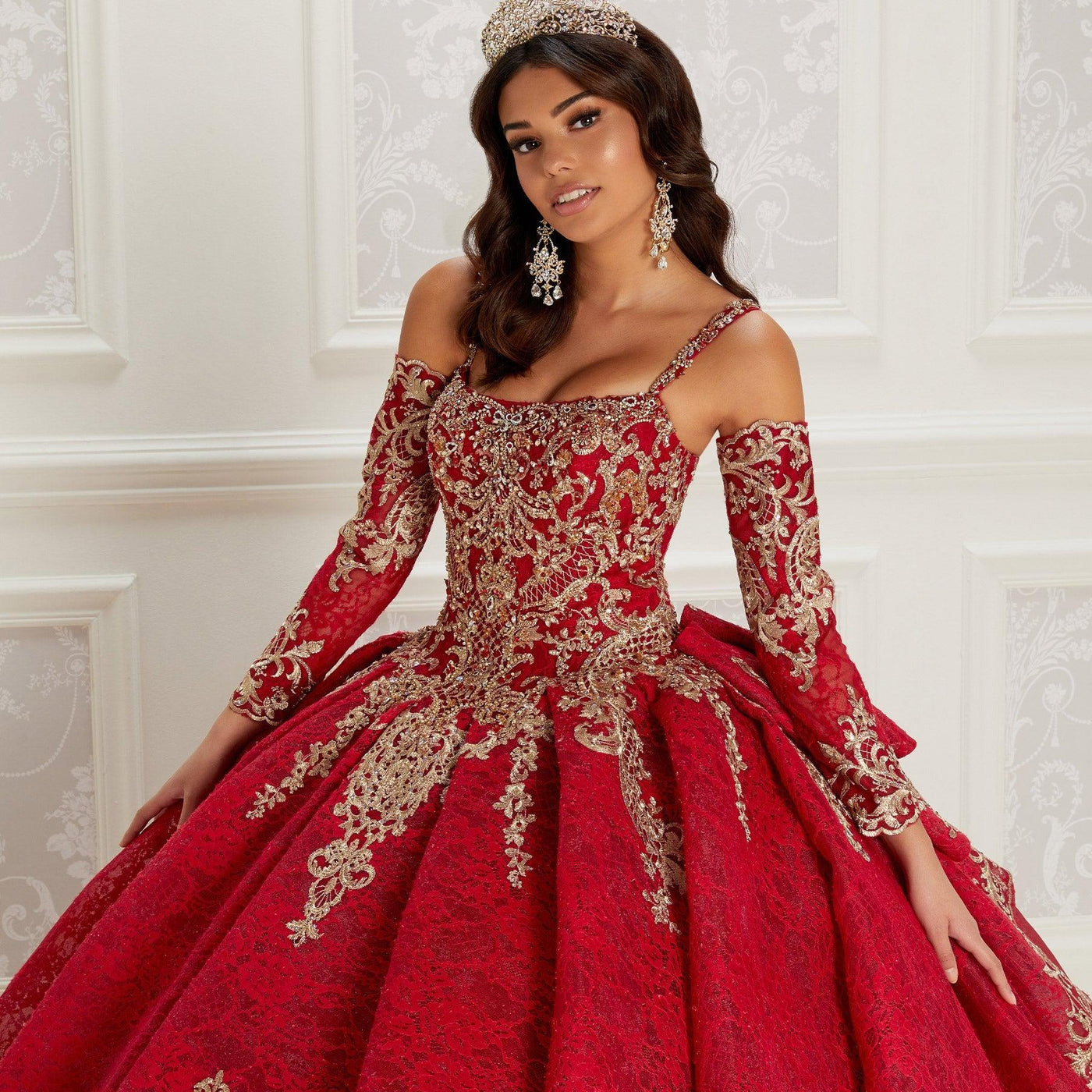 Princesa Red and Gold Quinceañera Dress PR22146