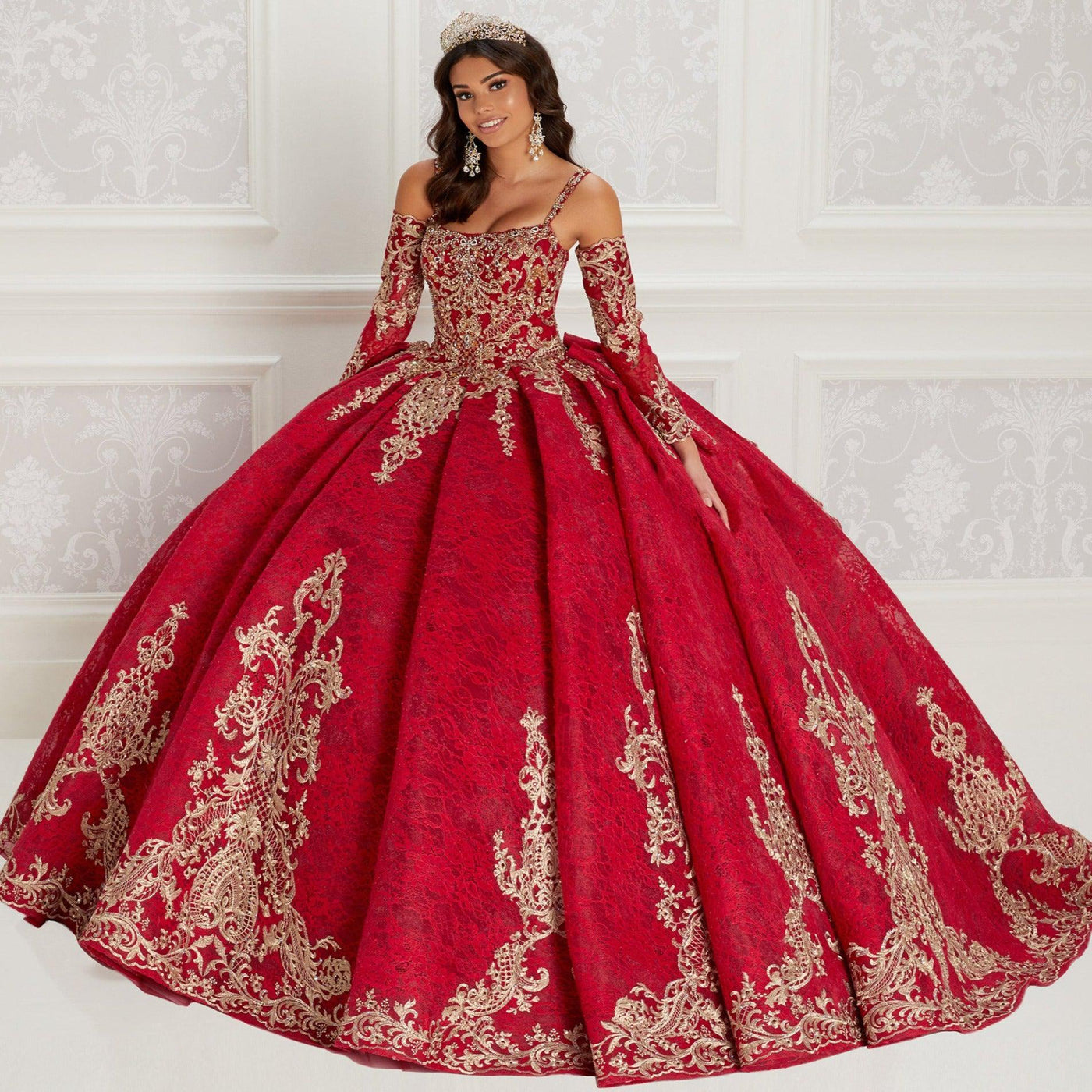 Princesa Red and Gold Quinceañera Dress PR22146