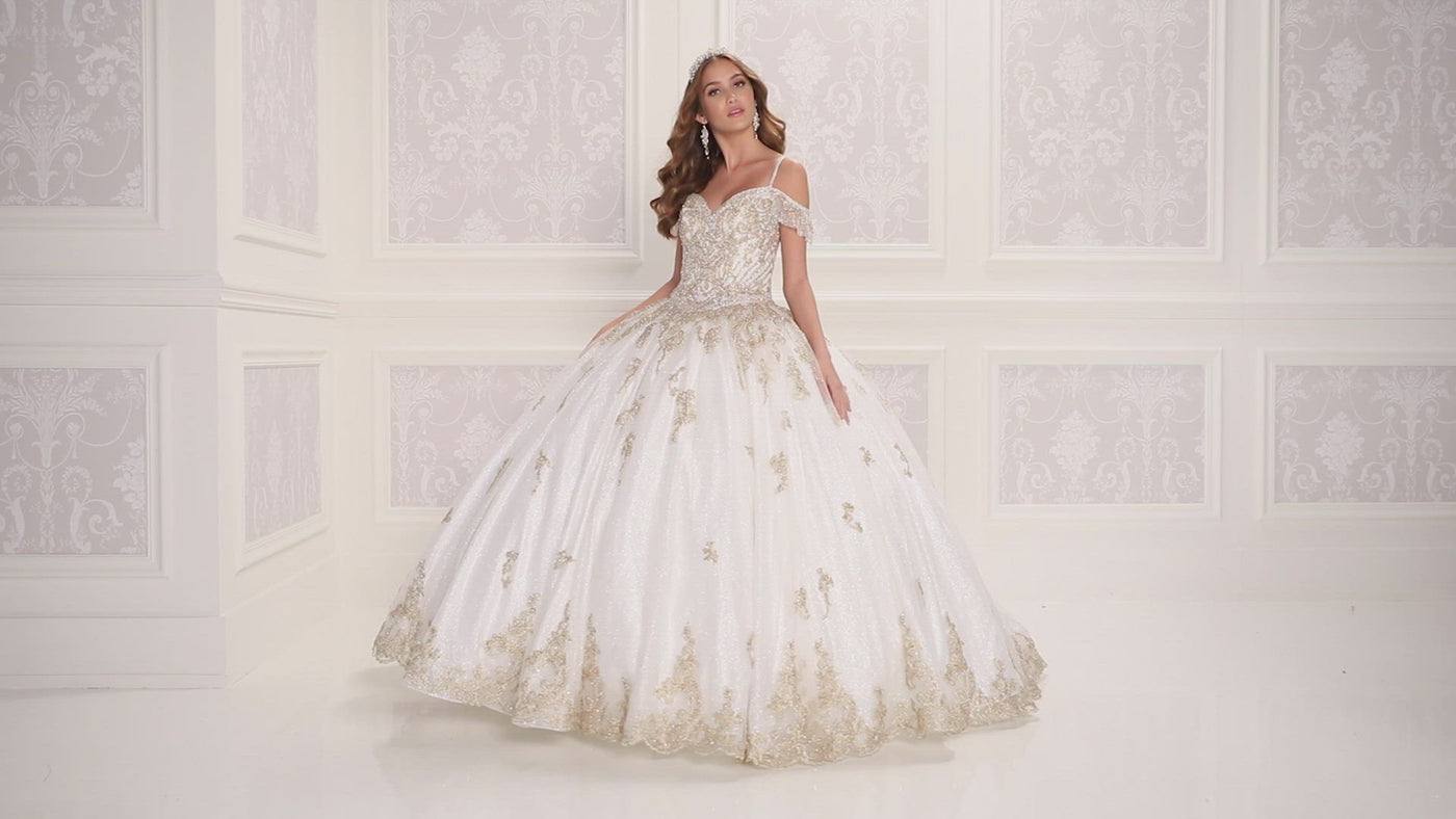 PR22032 Princesa Off-the-Shoulder Quince Dress