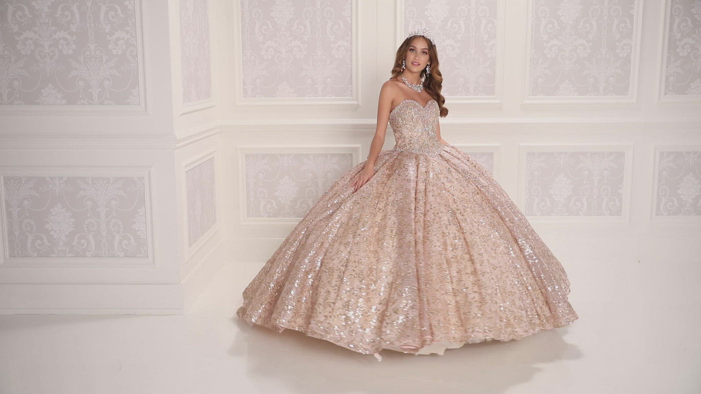 Princesa Gold Lace Quinceañera Dress PR22022